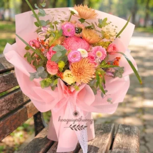 Bó hoa tặng đồng nghiệp pastel nhẹ nhàng, phù hợp môi trường công sở