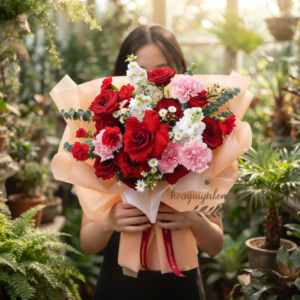Không gian tiệm hoa chuyên cung cấp các loại hoa giá tốt gần đây, đa dạng chủng loại từ hồng, cẩm chướng đến hoa baby.