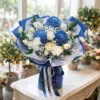 Bó hoa tone xanh sang trọng theo phong cách Hàn Quốc từ shop hoa phong cách Hàn
