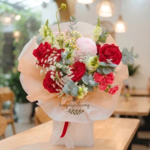 Bó hoa tươi thiết kế theo phong cách Hàn Quốc sang trọng tại shop hoa tươi phong cách Hàn Hoa Gửi Yêu Thương.