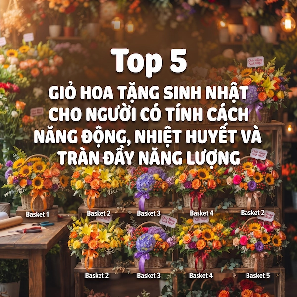 Tổng hợp top các mẫu giỏ hoa tặng sinh nhật năng động dành riêng cho người có tính cách nhiệt huyết, trẻ trung và tràn đầy năng lượng.