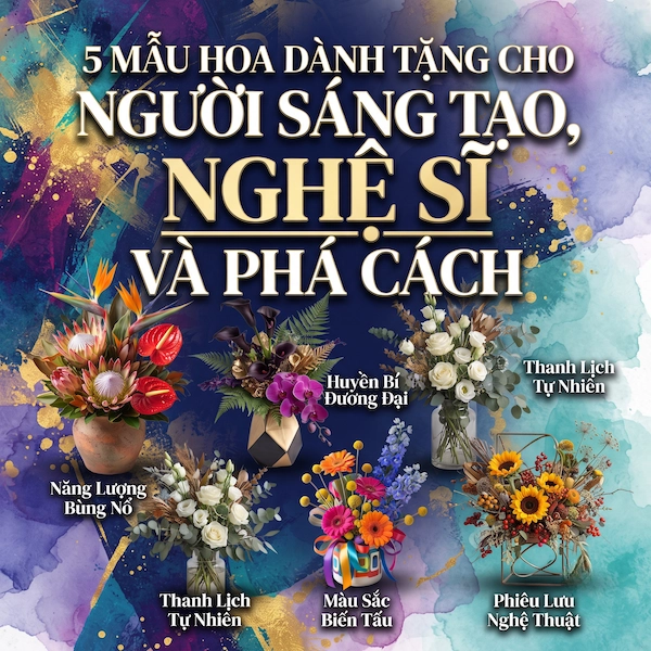 Tổng hợp các mẫu hoa độc đáo tặng người sáng tạo, nghệ sĩ và người làm phong cách tại Pi Flowers & Events.