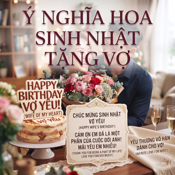 Tặng hoa sinh nhật vợ yêu thể hiện tình cảm chân thành và vĩnh cửu.